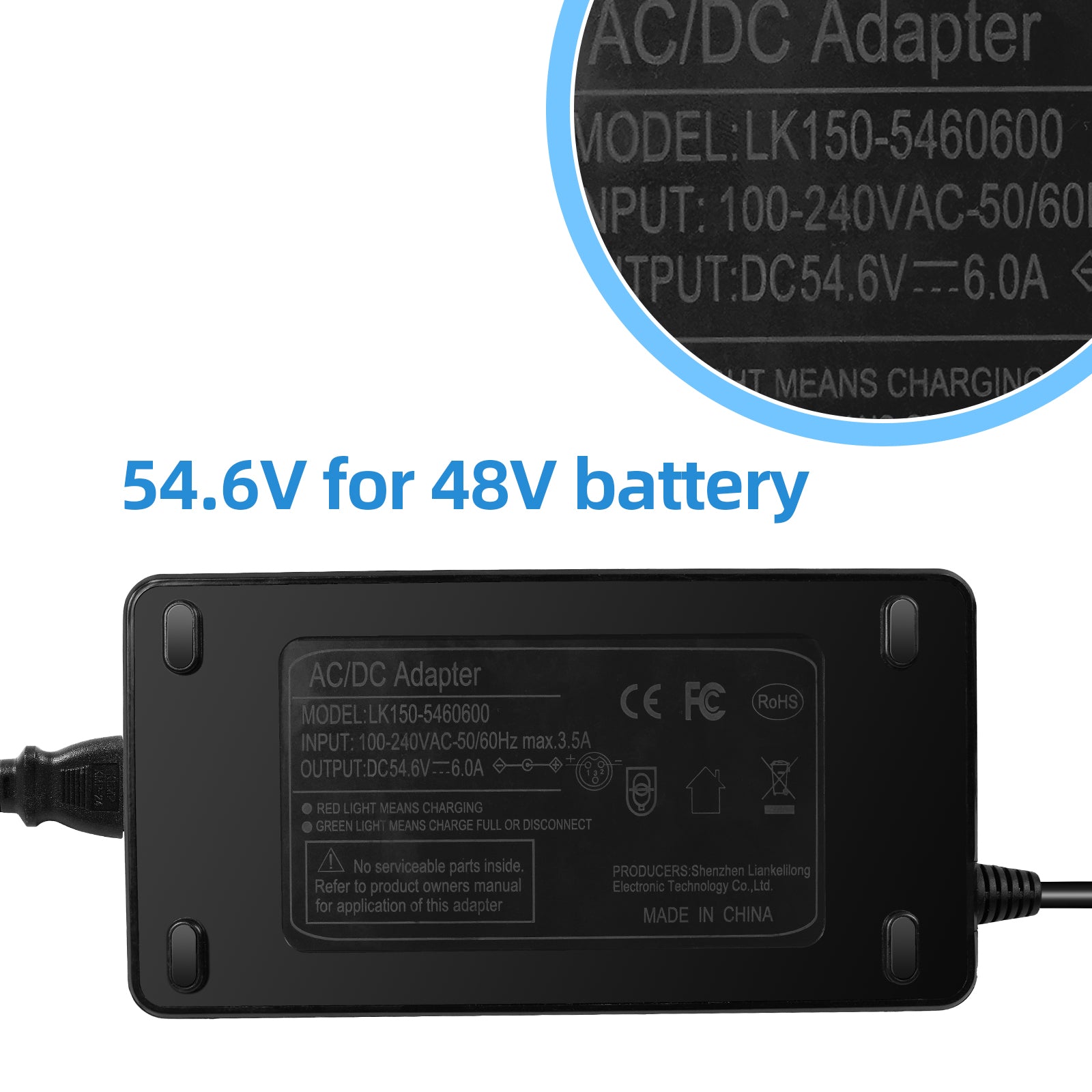 48V 6A E-Scooter Fast Charger(1 Plugs) for RZ800, RZ1000