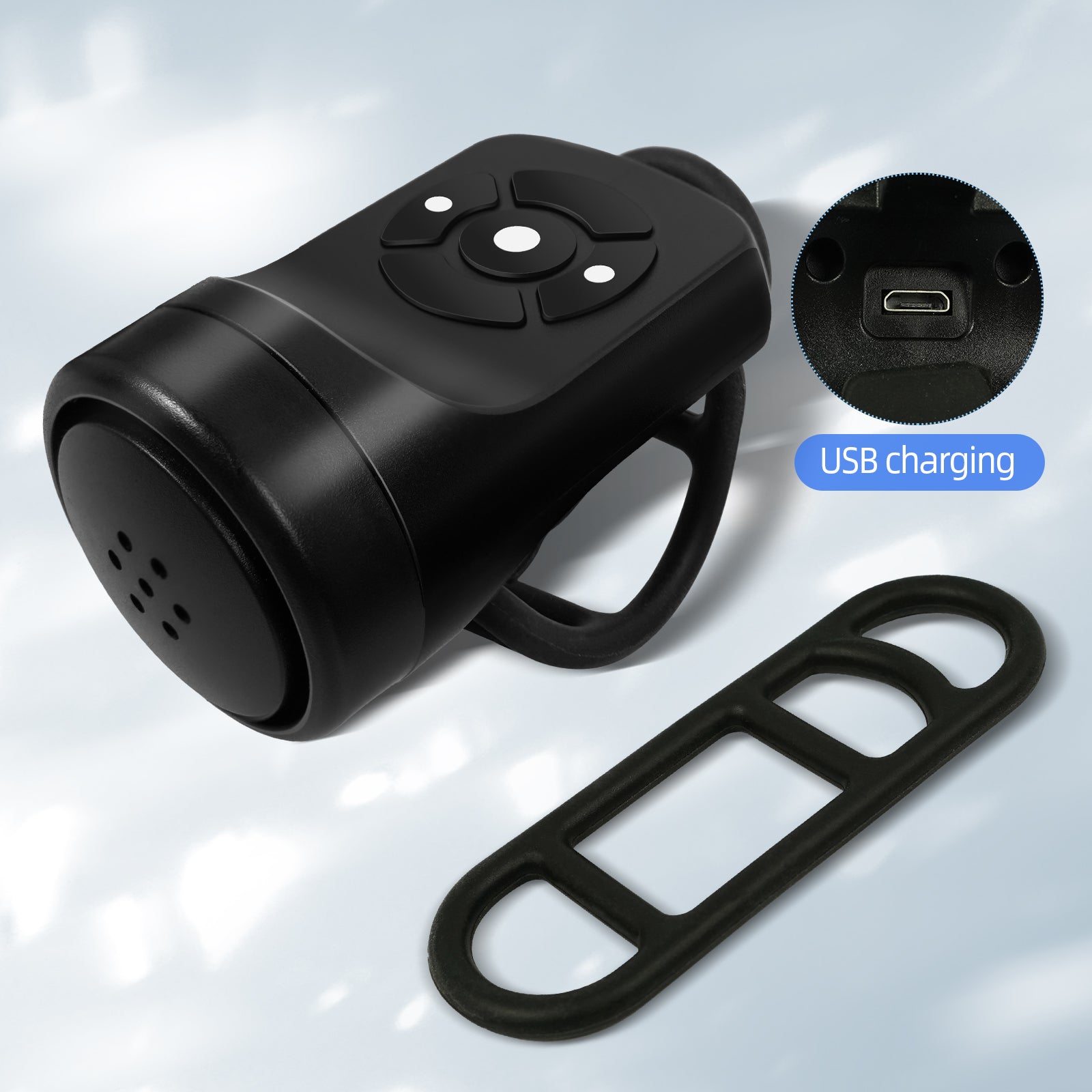 Electric Bike Horn with Anti-Theft Alarm, USB Charging