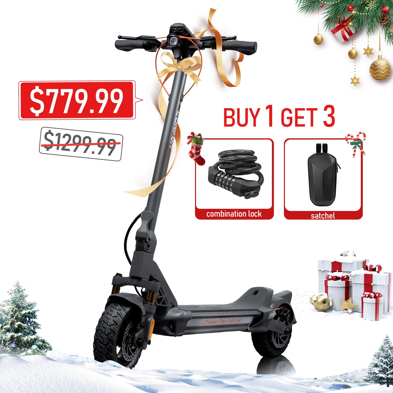 CUNFON RZ800 Electric Scooter - 1200W, 31MPH, 50-Mile Range, 400LB