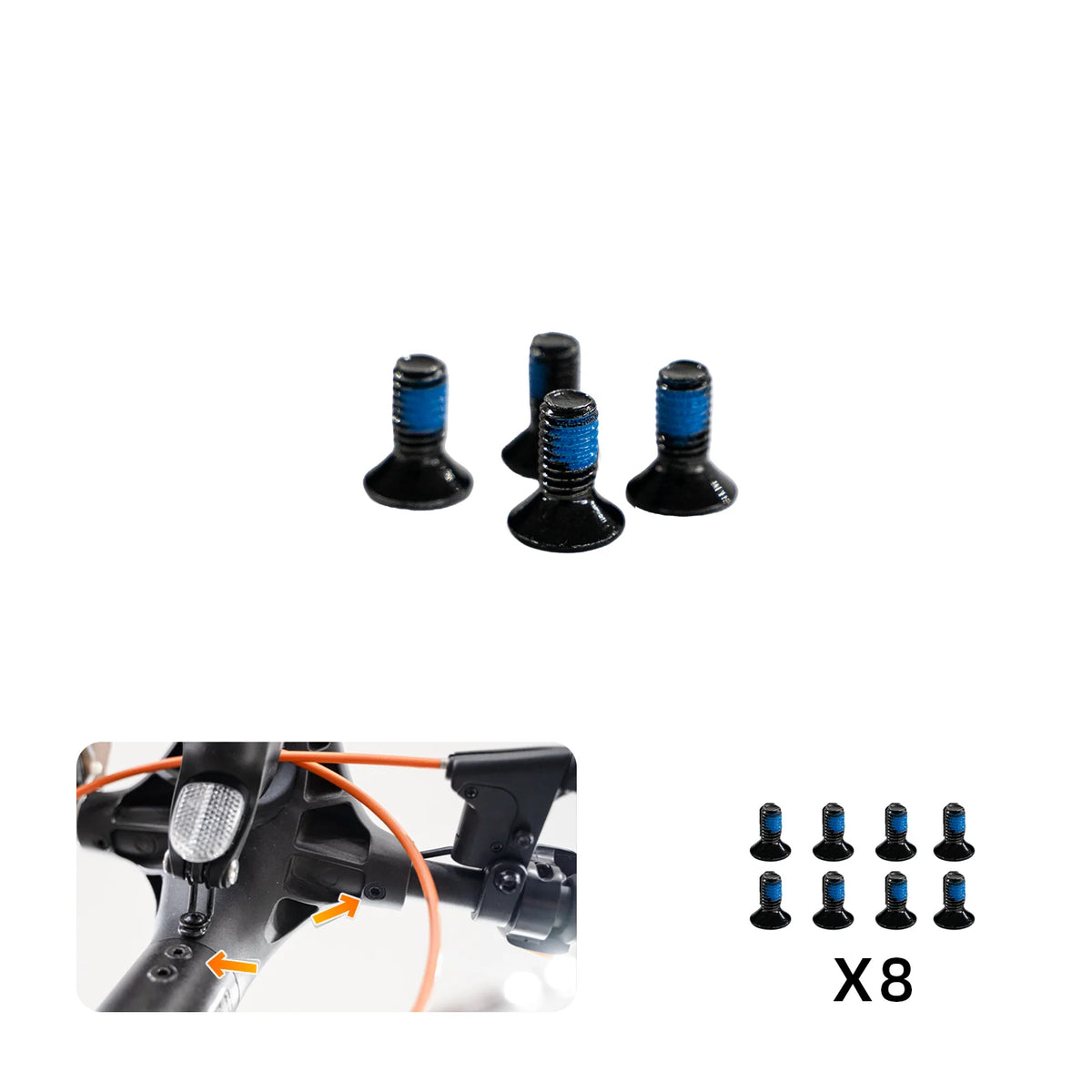 Cunfon M5 vertical pole screws set of 8 for all scooter models.#amount_8-pcs