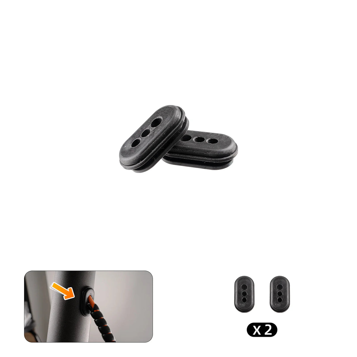 Cunfon RS500 stem cable routing grommet set of 2 rubber plugs for wire protection.