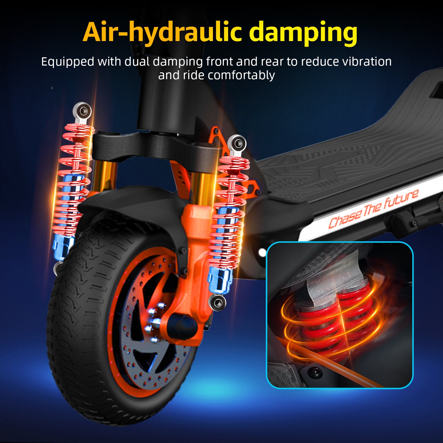 CUNFON RZ1000 Air-Hydraulic Damping - Dual Front and Rear Shock Absorbers for Smooth Ride on Any Terrain