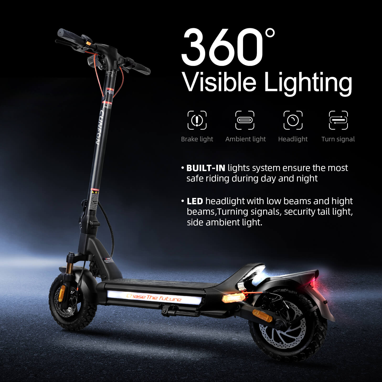 Cunfon RZ600 360 degree LED lighting system with headlight, turn signals, ambient and brake lights