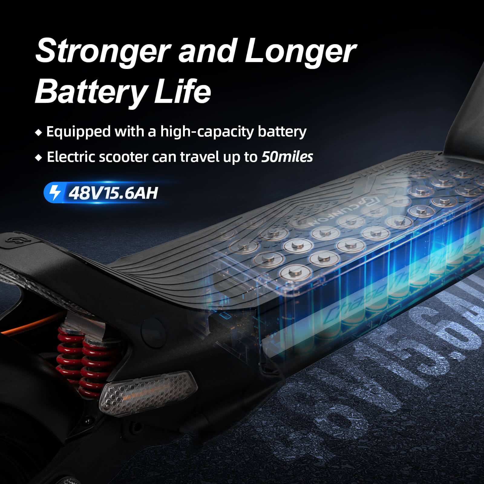Cunfon RZ600 48V 15.6Ah long range lithium battery supporting up to 50 miles travel