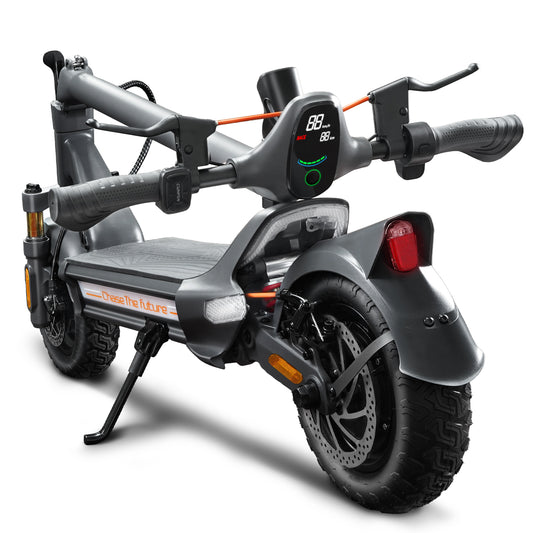 CUNFON RZ800 Rear Side View Folded - Compact Folded Design with Rear Suspension System, Black and Orange Color Scheme