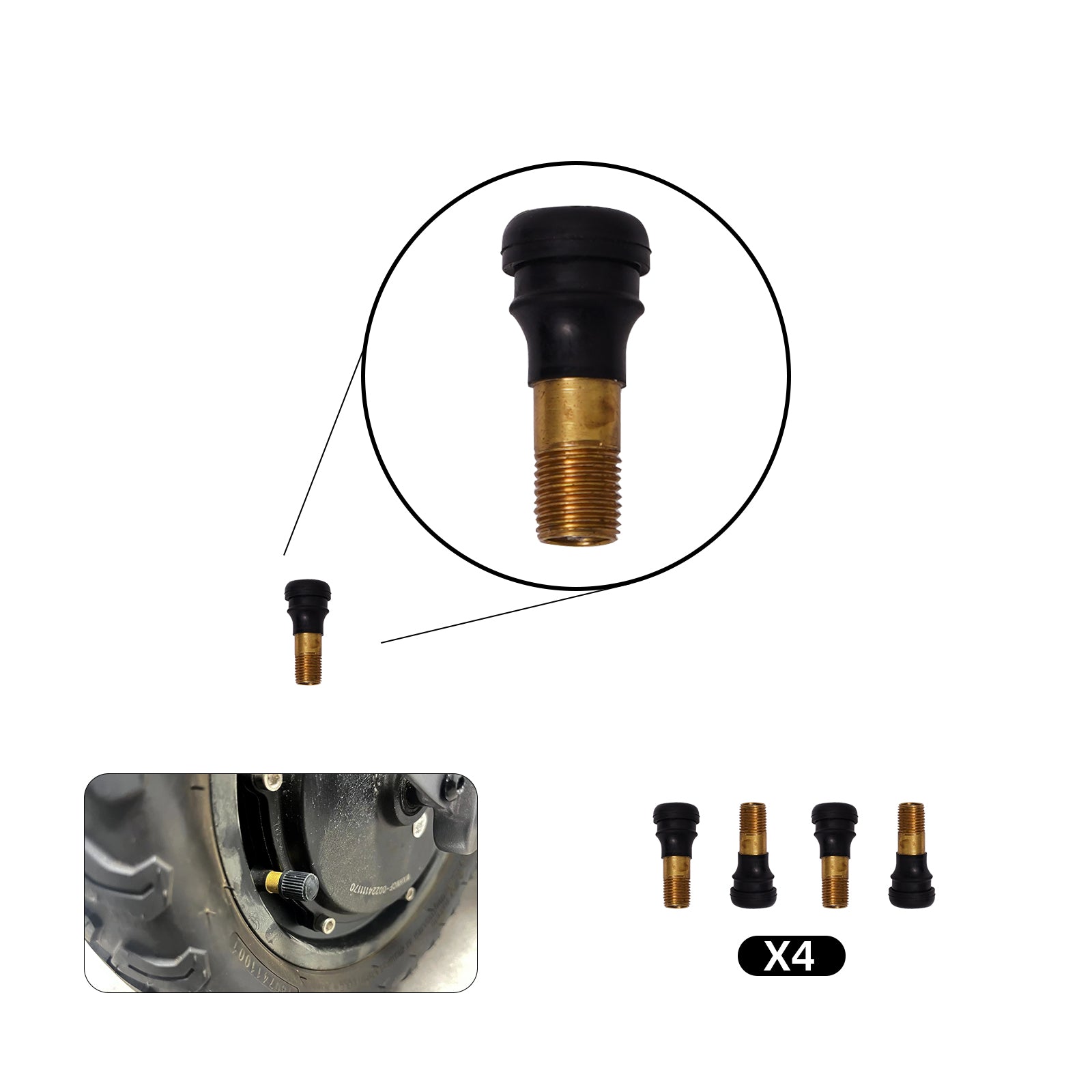 Tire Valve Stems (4-Pack) for RZ800 & RZ1000 | Wheel Hub Mount