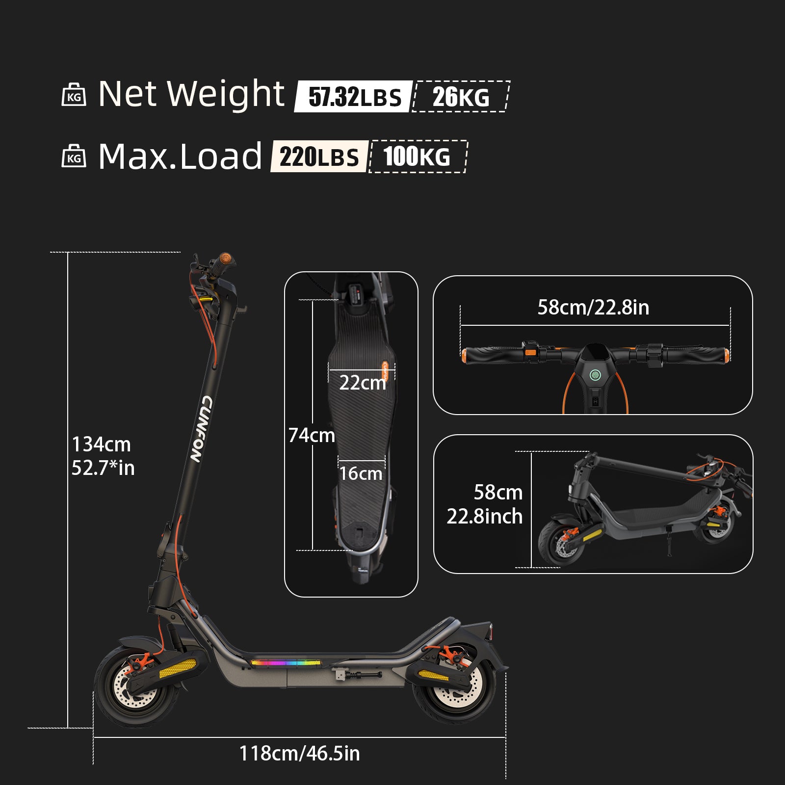 Trottinette électrique Cunfon Rz800 1200W 