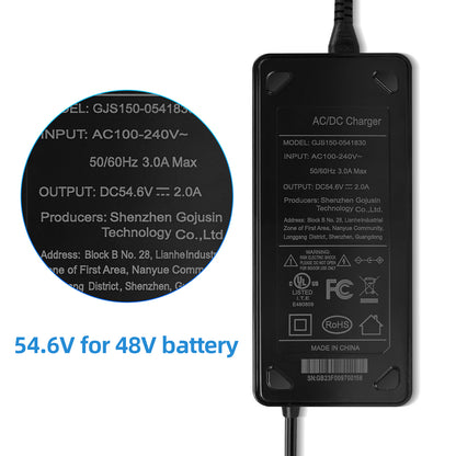 Chargeur de scooter électrique RZ800, 48V 2.5A Chargeur de scooter électrique de remplacement Adaptateur Chargeur de batterie 1 broche 5.5mm Plug