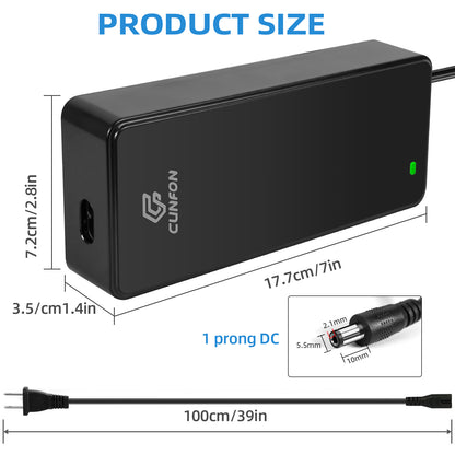 Chargeur de scooter électrique RZ800, 48V 2.5A Chargeur de scooter électrique de remplacement Adaptateur Chargeur de batterie 1 broche 5.5mm Plug