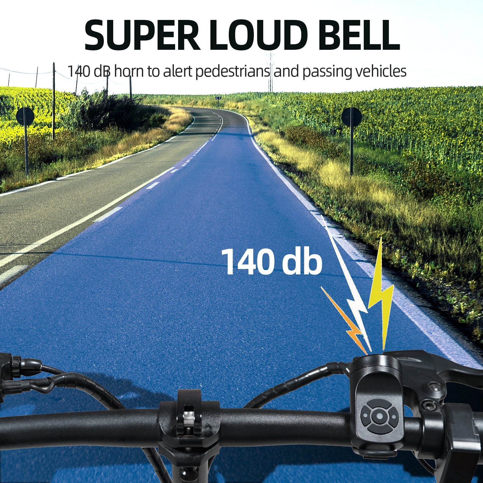 Klaxon de vélo électrique sonnette de vélo électronique forte 120-140 DB Modes sonores étanches IPX4 avec alarme antivol et chargement USB