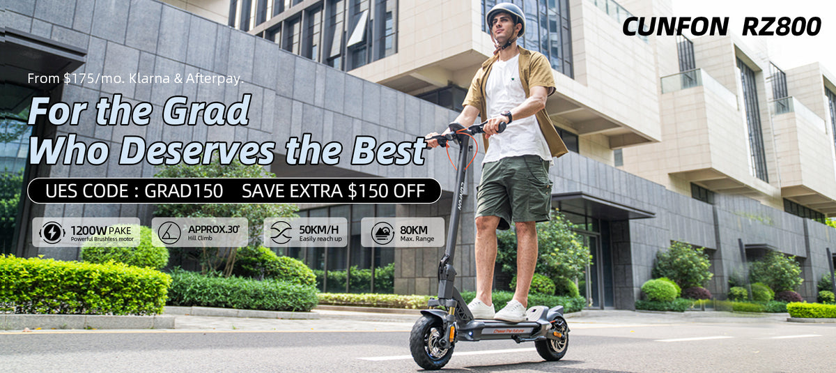 CUNFON RZ800 Electric Scooter - 1200W, 31MPH, 50-Mile Range, 400LB Load ...
