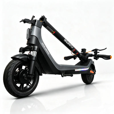 CUNFON RS300 Pro electric scooter in a front three-quarter view, featuring front suspension, 10-inch pneumatic tyres and a foldable commuter design.