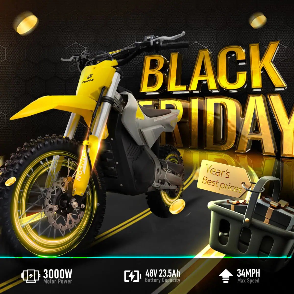 Black Friday Deal: Cunfon 3000W Electric Motorcycle - Year's Best Prices, Limited Time Offer at mall.cunfon.com