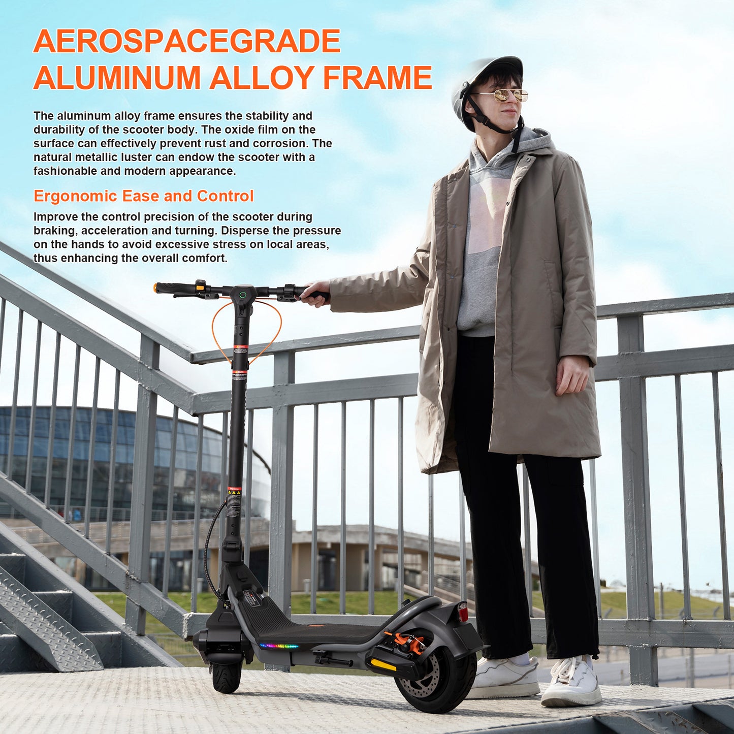 CUNFON RS500 Aerospace-Grade Aluminum Alloy Frame - Durable, Rust-Resistant Construction with Ergonomic Design