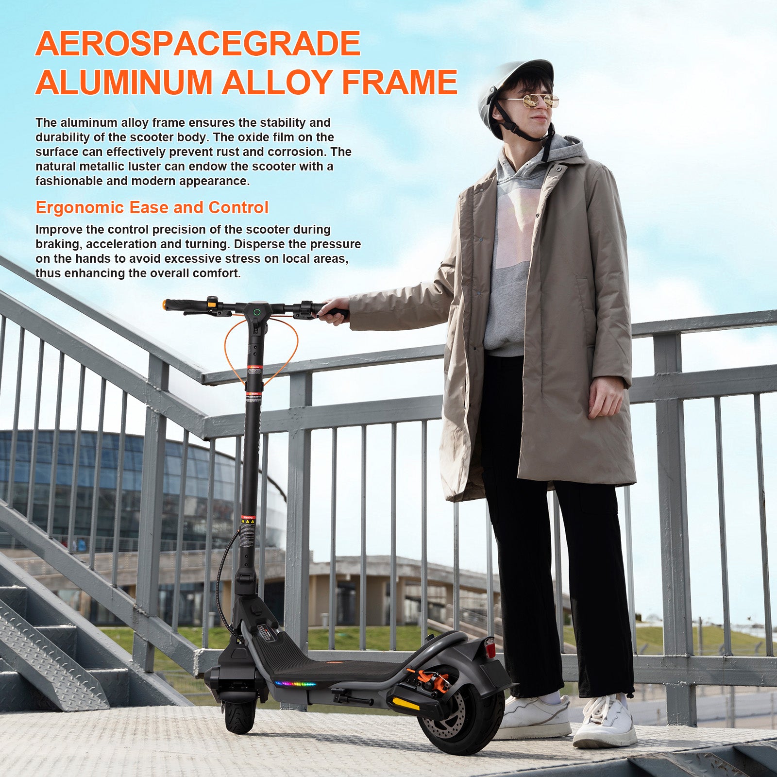 CUNFON RS500 Aerospace-Grade Aluminum Alloy Frame - Durable, Rust-Resistant Construction with Ergonomic Design