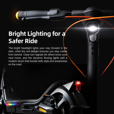 Cunfon RS500 bright lighting system featuring headlight, taillight, turn signals, and dynamic flowing ambient lights.
