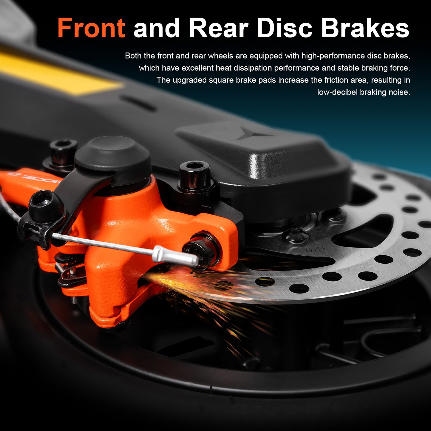 CUNFON RS500 Front and Rear Disc Brakes - High-Performance Braking System with Upgraded Square Brake Pads