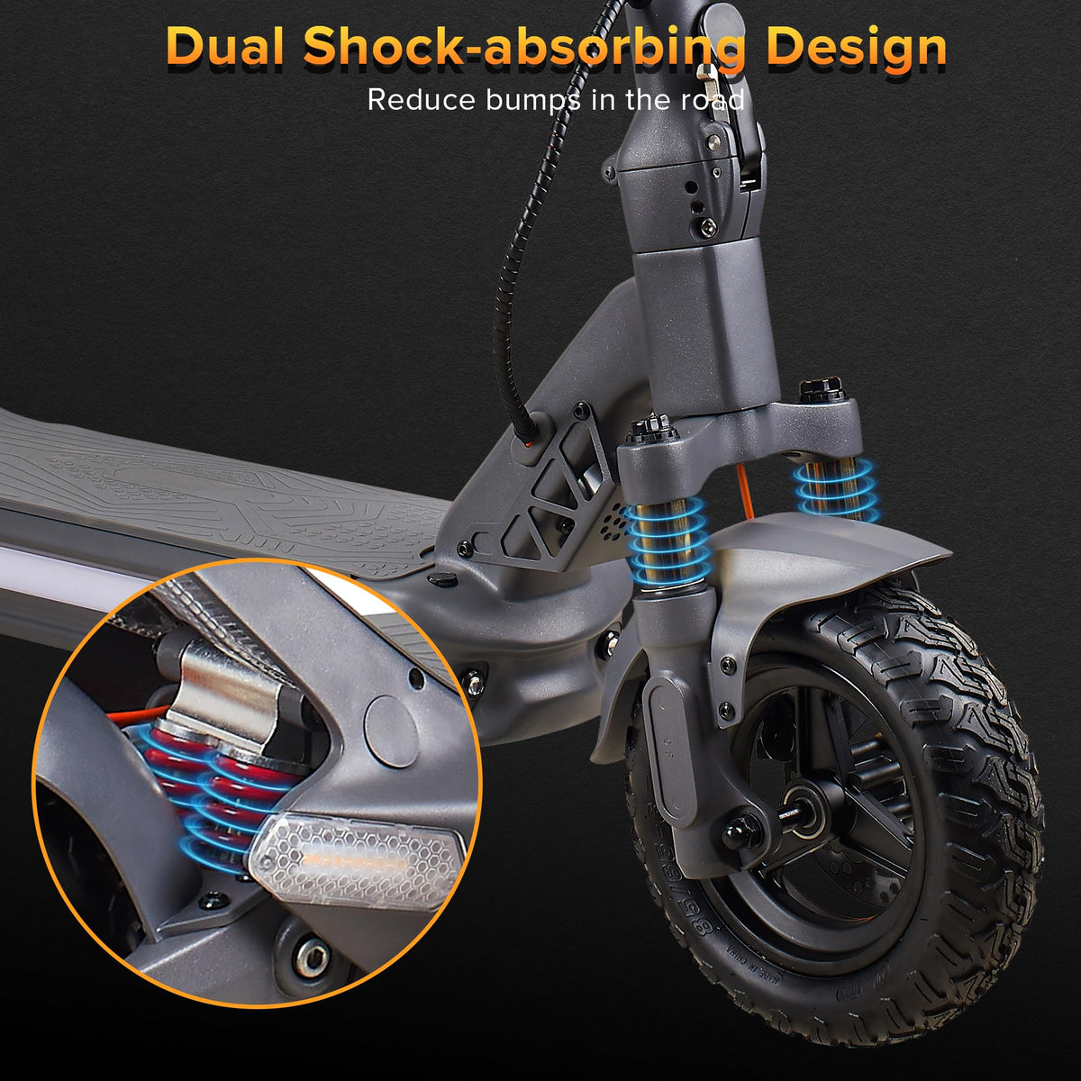 CUNFON RZ800 Electric Scooter - 1200W, 31MPH, 50-Mile Range, 400LB Load ...