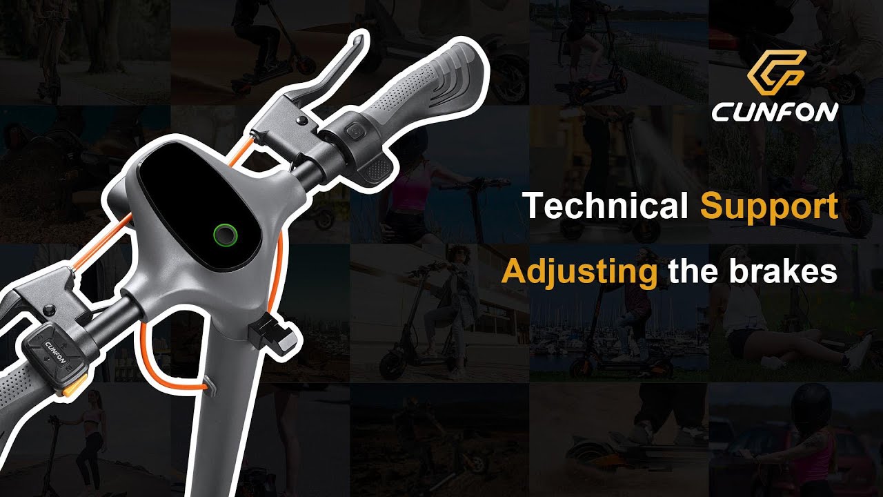 Load video: A step-by-step tutorial showing how to adjust your electric scooter's brakes to reduce or eliminate squeaking and noise, ensuring a smoother and quieter ride.